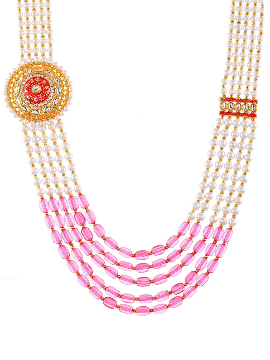 Side Kundan Brooch 5 Layered Necklace